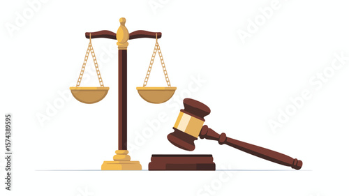 Justice Concept: Judge's Gavel and Scale for Legal and Court Themes