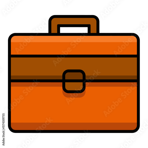 Orange briefcase depicts business closed on white background
