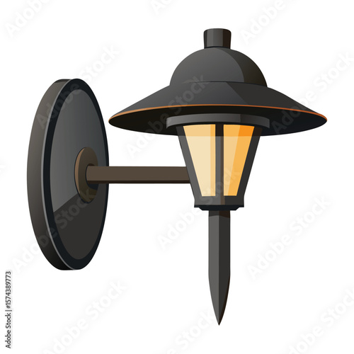 Classic black outdoor wall sconce light fixture with warm glowing bulb