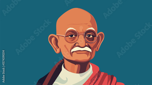 Mahatma Gandhi Banner for Traditional Indian Holiday Celebration