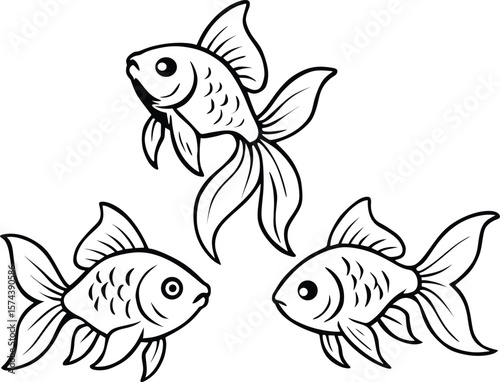 set of funny cartoon fishes