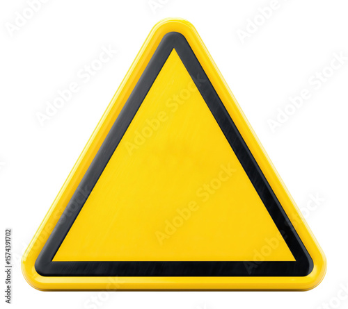 blank plain yellow warning triangle sign isolated on png transparent background