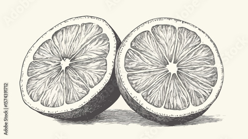 Half Citrus Fruit Wood Block Print
