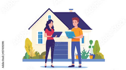 Couple Buying Dream Home Together - Real Estate Concept with Man and Woman Holding House Keys