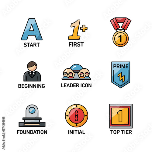 Alpha Icon Set in Simple Geometric Style