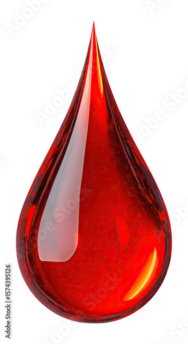 realistic red blood drop icon isolated on png transparent background