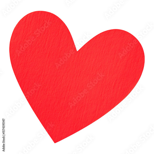 flat red paper heart cutout isolated on png transparent background