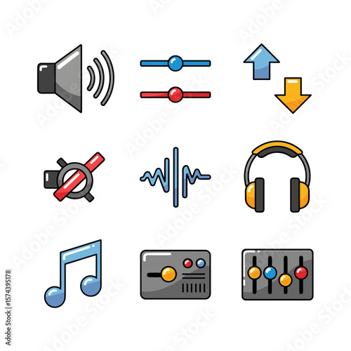 Volume Icon Set in Sleek Vector Style for Multimedia Applications