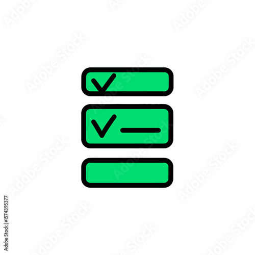 Green checklist marks items tasks against white background