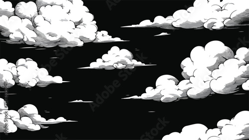Vintage 1950s Style Black and White Cloudy Sky Image