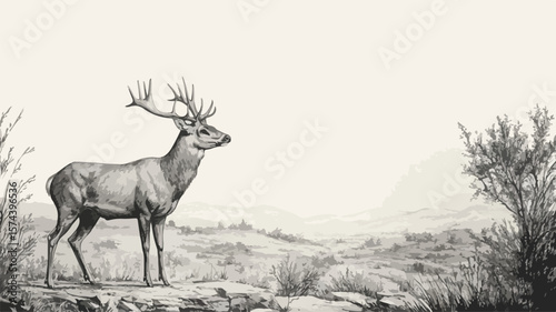 Majestic Vintage Engraved Wild Animal Illustration