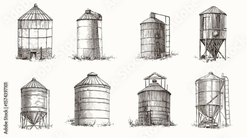 Diverse Vintage Engraved Grain Illustrations for Creative Projects