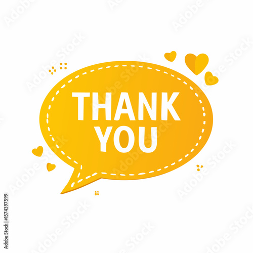 Thank you speech bubble text, banner, card, template design for Thank you slide