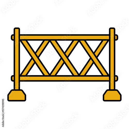 Golden barrier protects areas diagonally vector illustration