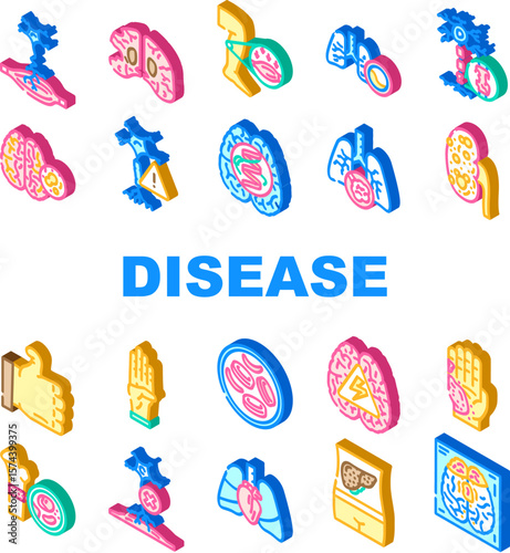 incurable disease icons set vector