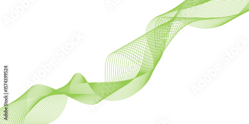 Abstract vector background with green wavy lines. green wave background. Design element for technology, science, modern concept. Wave lines motion vector design