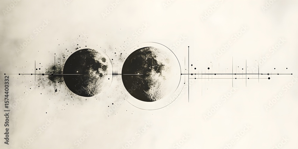 Obraz premium Moon chart, white, geometric design.