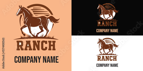 Vector art of a majestic brown horse with a flowing mane gallops across a dusty plain, representing the untamed spirit of the american west