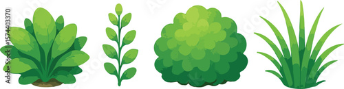 Botanical Plant Silhouette Set – Bush, Shrub & Grass Forms for Eco, Garden & Wellness Design Projects