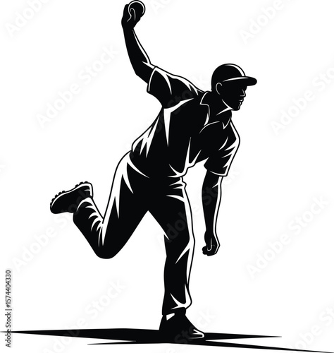 Silhouette of a bowler in action cricket sport