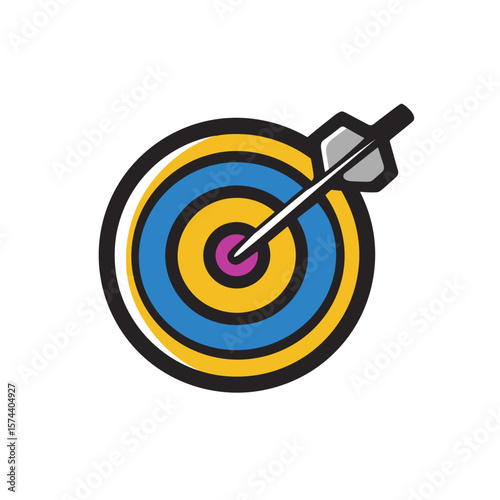 Target arrow hits circular target design success icon