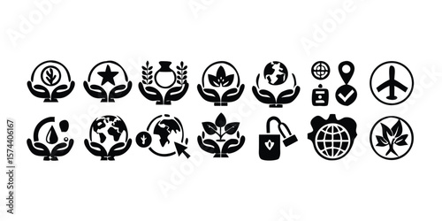 Comprehensive Icon Set for Fair Trade and Sustainability Initiatives on Transparent Background mega set icons designed fair trade sustainability projects The icons cover wide range topics