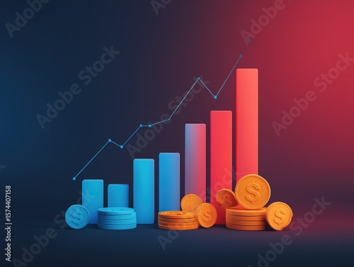 Wallpaper Mural Red and Blue Digital Finance Growth Background Illustration: For Business Reports, Market Analysis, and Financial Value Design
 Torontodigital.ca