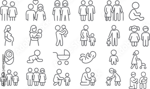 Family Life Icons people parents