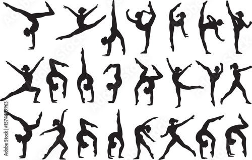 Gymnastic poses silhouettes gymnastics athletes