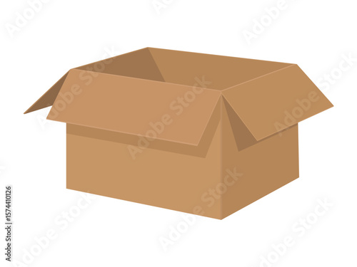 Empty open cardboard box without background