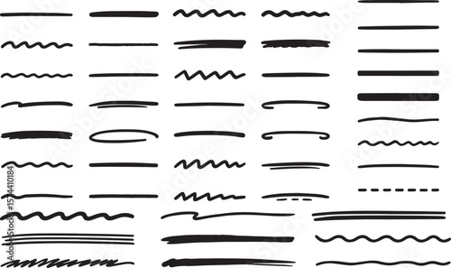 Hand drawn underline strokes and wavy lines brush