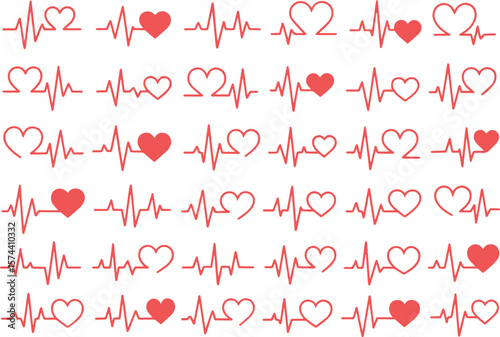 Heart pulse lines electrocardiogram cardiology