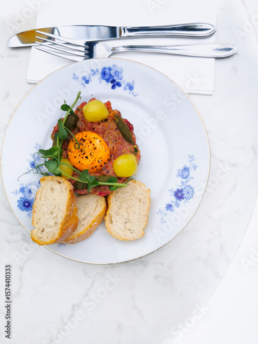 snapshot of restaurant food plate, close-up
