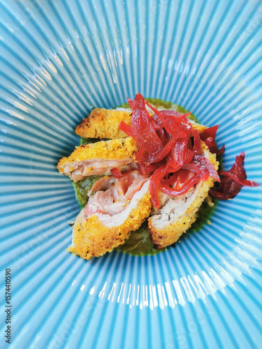 snapshot of restaurant food plate, close-up