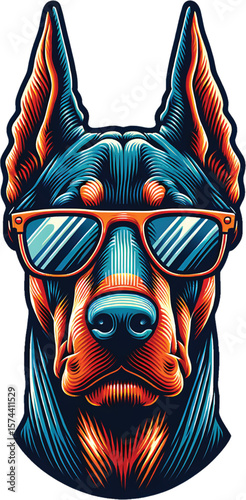 Cool dog wearing sunglasses doberman stylish