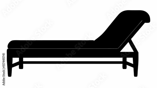 Silhouette of a lounge chair with adjustable backrest for relaxation and sunbathing in black color tone