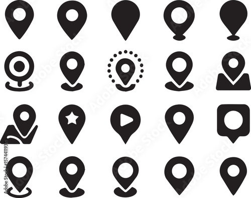 Location pins map markers navigation symbols pointer