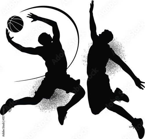 Basketball players jumping action sport