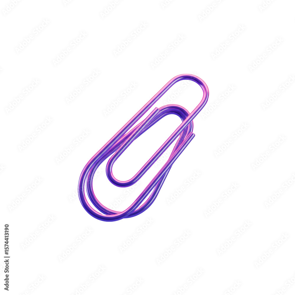 Shiny purple paperclip against a stark black background creates a bold contrast