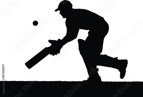 Cricket player batting silhouette sport athlete
