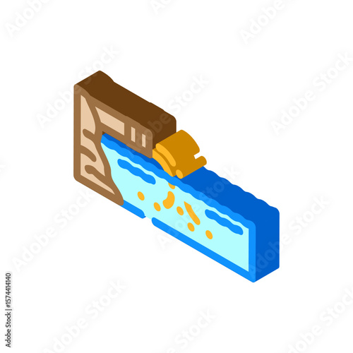 iron rich waste polluting local water bodies isometric icon vector illustration