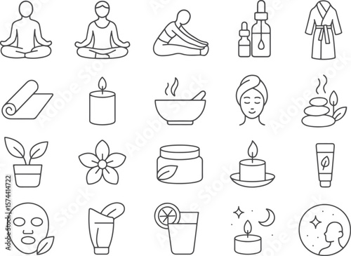 Spa and wellness icons yoga meditation