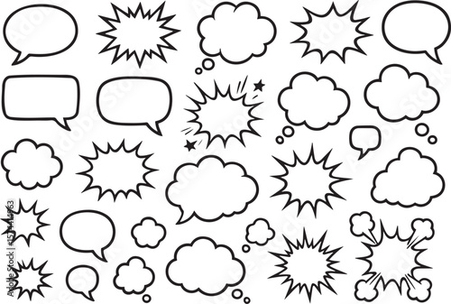 Speech bubbles and comic book explosion shapes thought bubble