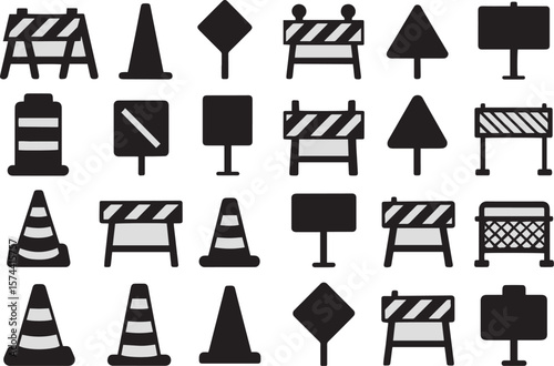 Traffic cones barriers signs traffic barriers road signs
