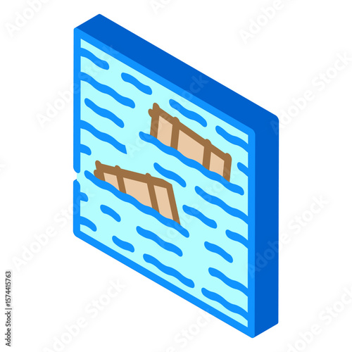 barrels floating water isometric icon vector illustration