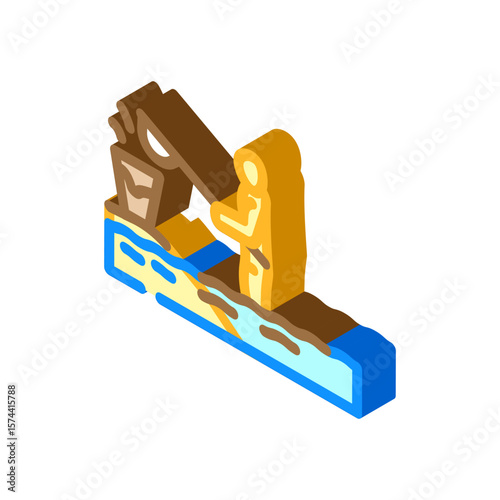 person cleaning up an oil spill isometric icon vector illustration