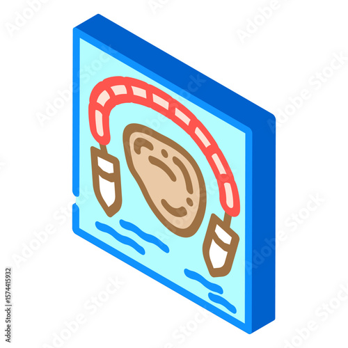boat collecting oil water isometric icon vector illustration
