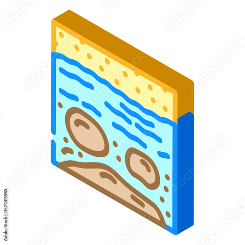ocean waves carrying oil shore isometric icon vector illustration