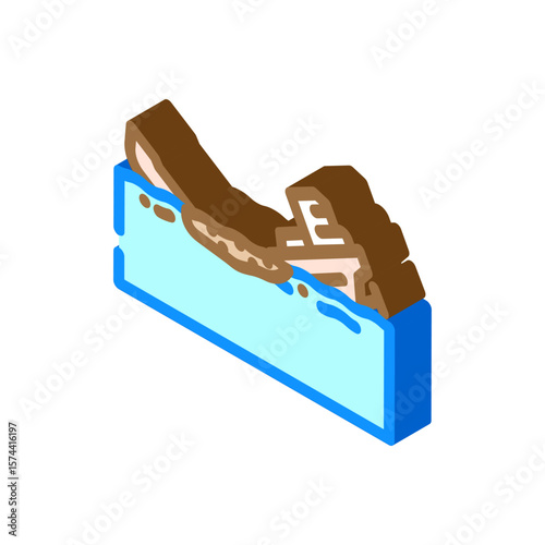 shipwreck spilling oil sea isometric icon vector illustration