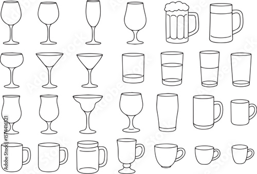 Various drinking vessels glass stein